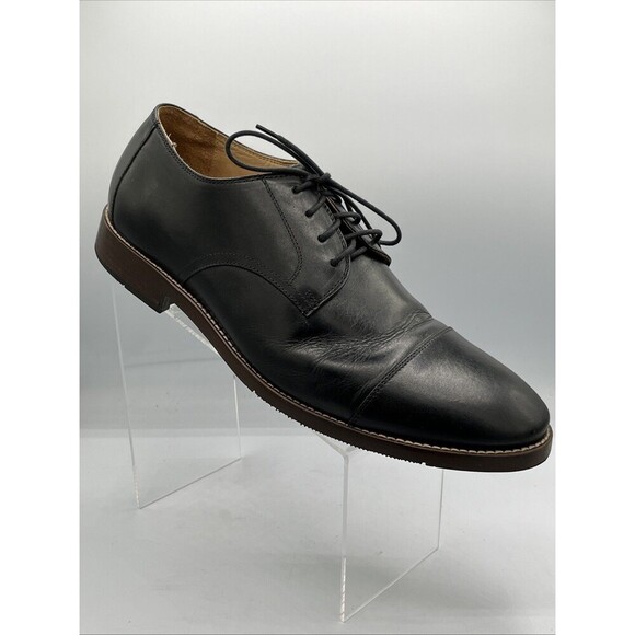 Wallin & Bros Cap Toe Black Leather Lace Up Dress Shoes Size 12M Made in Brazil - Picture 1 of 12